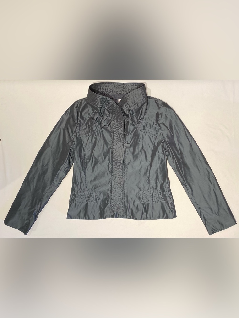 RED Valentino Metallic Black/Blie Collared Jacket, size 10